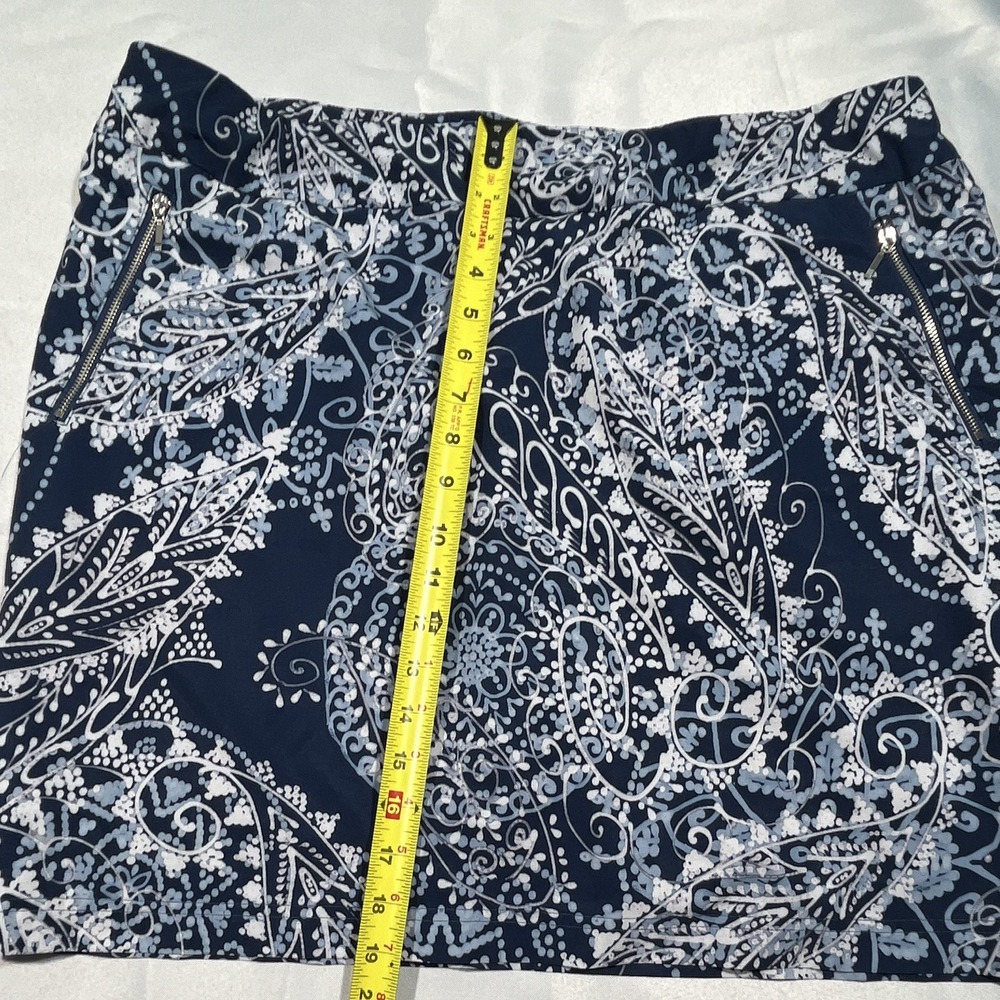 Zenergy by Chico's Women's Golf Skort Blue/White Paisley Size 3 Zipper Pockets - Picture 6 of 9